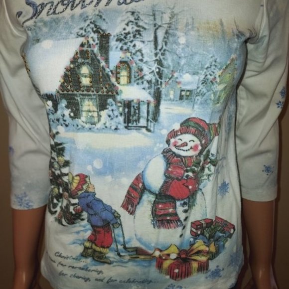 STUDIO GEM CHRISTMAS "THE SNOWMAN" 3/4 SLEEVE TEE SIZE SMALL - Picture 4 of 7